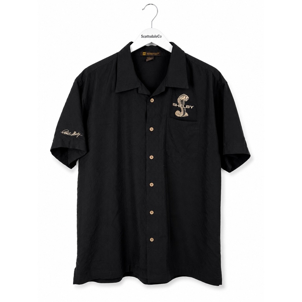 Harriton Shelby Cobra Shirt Mens XL Black Rayon Blend Carroll Shelby Signature